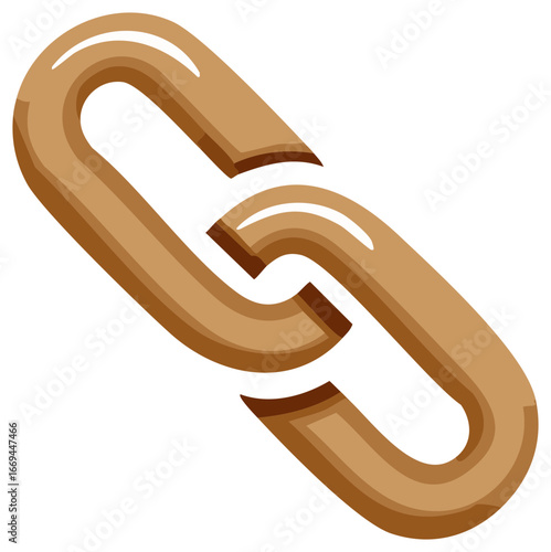 Brown Chain Links Interlocking Illustration, Internet Connection and Security Symbol