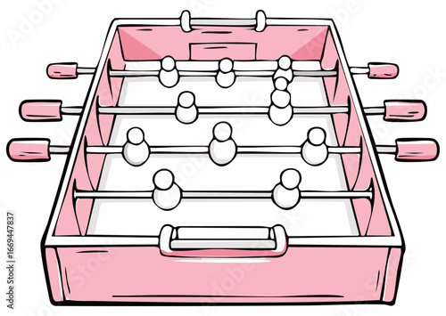 Illustrated Pink Foosball Table Game Vector