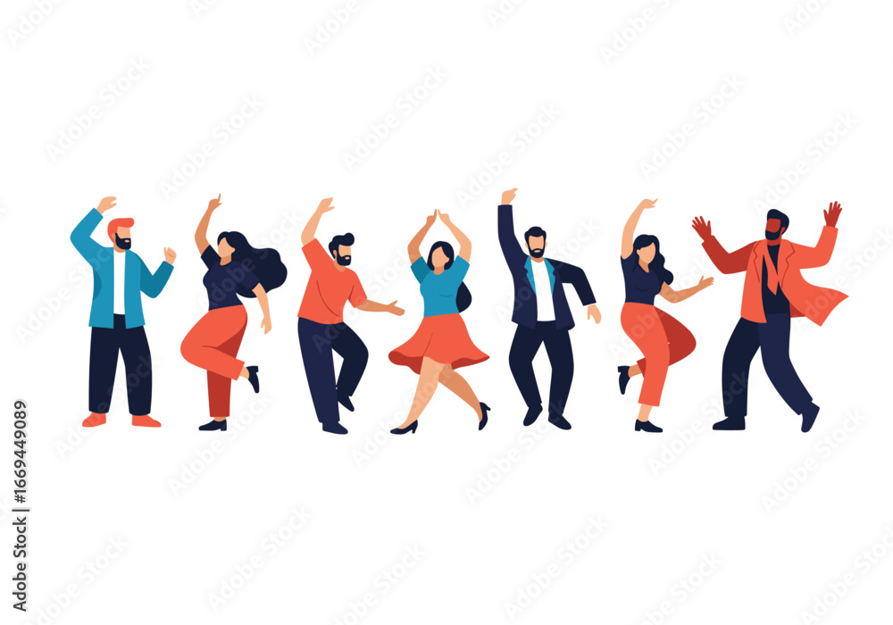 Fototapeta premium Diverse group celebrating with lively dancing, perfect for team success or vibrant party invitations