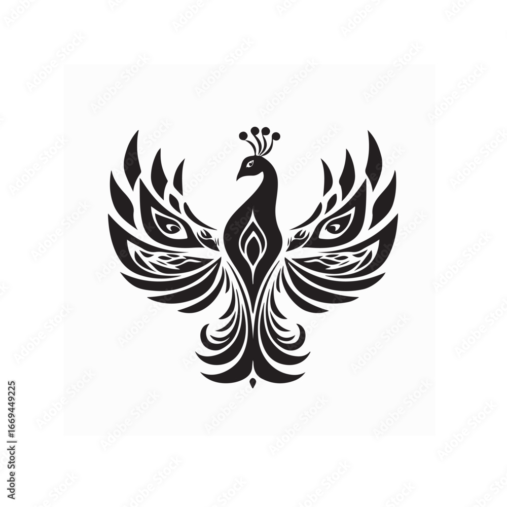 Obraz premium Peacock Vector Art Elegant Silhouette Modern Style isolated on white background