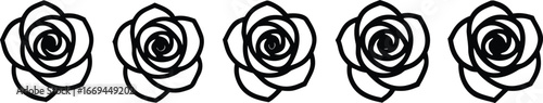 Elegant Rose Illustrations Five Exquisite Line Art Designs for Print and Digital Use