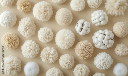 white balls on a white background, Generative AI