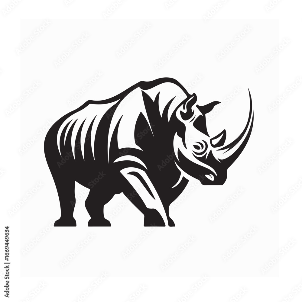 Obraz premium Rhino Vector Illustration Artistic Modern Animal Silhouette on white background