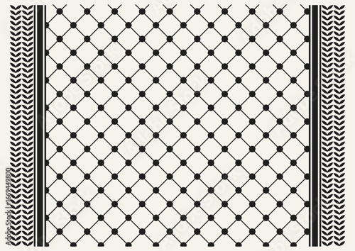 Black and white checkered pattern keffiyeh Palestine scarf design