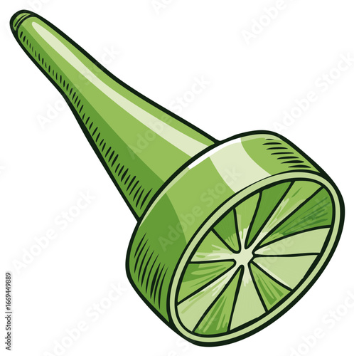 Green Party Blower Noise Maker or Citrus Juicer Tool Cartoon Illustration