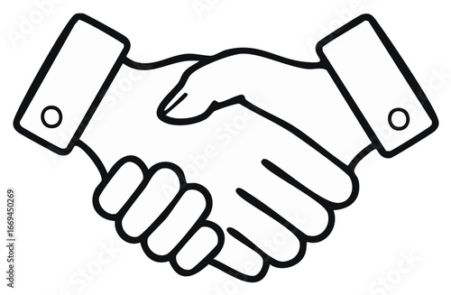 Handshake Symbolizing Business Deal or Partnership Agreement in Outline Style
