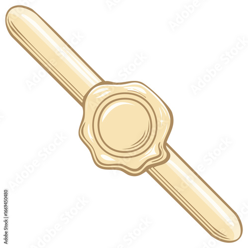 Beige Wax Seal on a Bar Shape for Certification or a Letter Vector Illustration