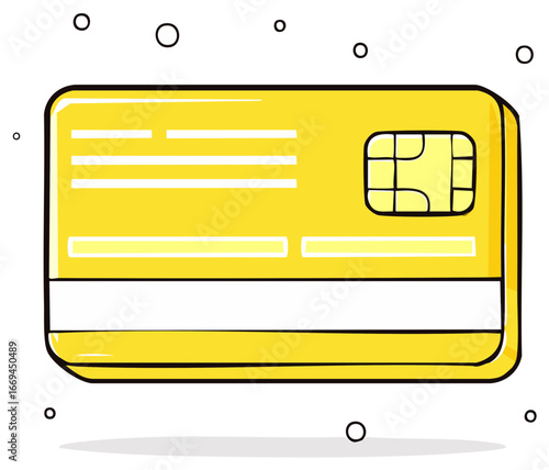 Bright Yellow Credit Card Illustration for Purchases and Financial Transactions