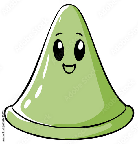 Cute Wasabi Character with Friendly Expression for Japanese Food Concept