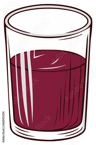 Glass of Deep Red Liquid with Stylized Highlights and Reflections