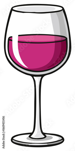 Cartoon Glass Full of Red Wine With Highlights And Shadow