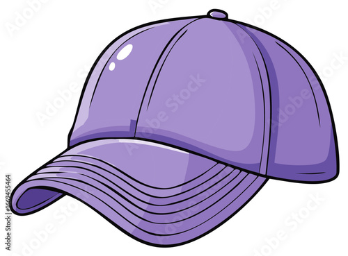 Cartoon Style Purple Baseball Cap Illustration on White Background for Sports and Fashion Designs