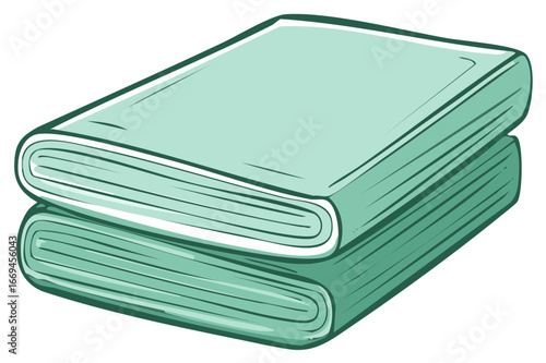 Stack of two neatly folded green towels or linens vector illustration