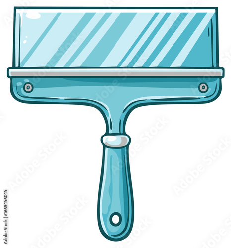 Cartoon illustration of blue squeegee for cleaning windows and surfaces