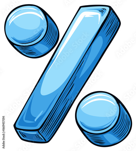 Shiny three dimensional blue percentage symbol for financial calculations business growth and discount sales