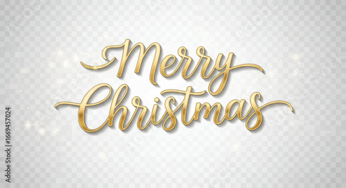 Elegant golden Merry Christmas script with festive sparkle, perfect for holiday greetings, cards, and seasonal designs, conveying joy and celebration.
