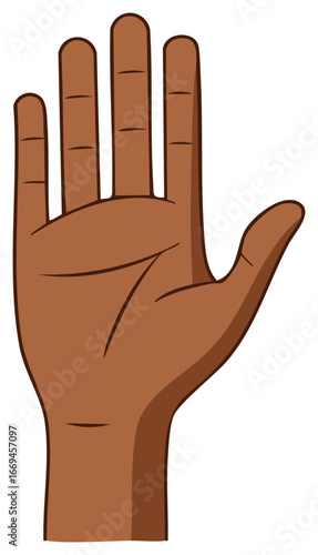 Open Brown Hand Showing Five Fingers and Palm with Lines