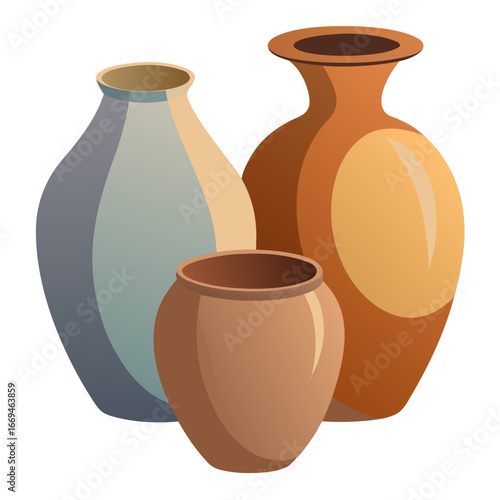 clay pot on white background