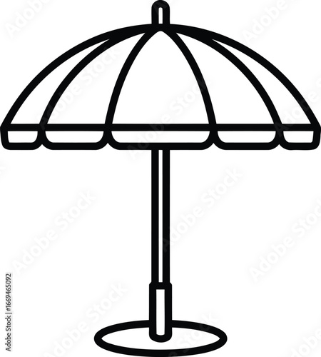 Vector art of beach umbrella providing shade, perfect for summer vacations
