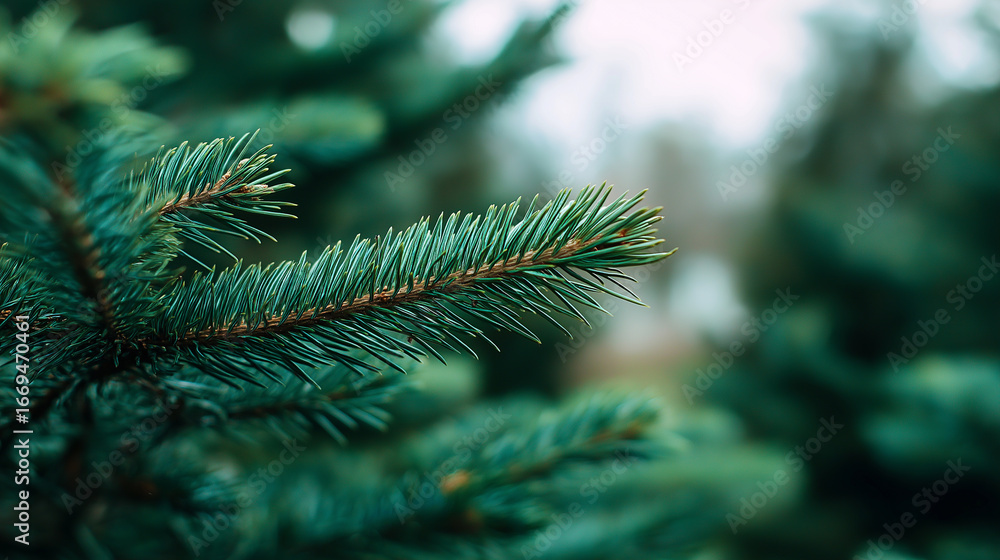 Close-up of fresh green spruce branches with young needle growth in a lush forest environment.
Close-up of fresh green spruce branches with young needle growth in a lush forest environment.