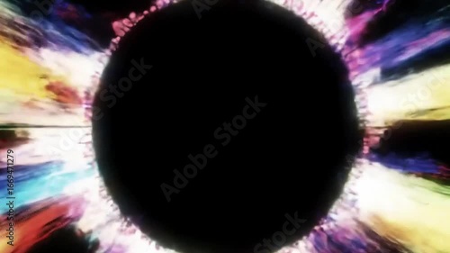Abstract circular design with vibrant colors radiating outward, creating a dynamic visual effect