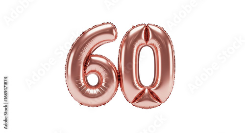 number 60 madeup of ballon isolated on white background