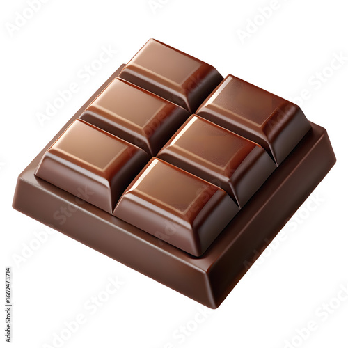 Delicious Milk Chocolate Bar with Smooth Texture and Rich Flavor on Transparent Backdrop