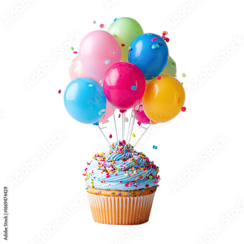 Festive cupcake with balloons