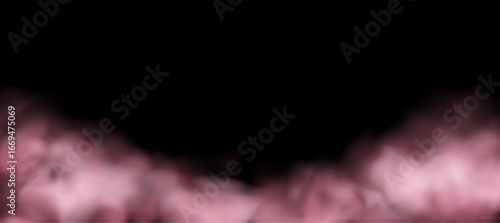 Fantasy pink smoke bottom design. Rose colored fog realistic effect. Bottom footer design
