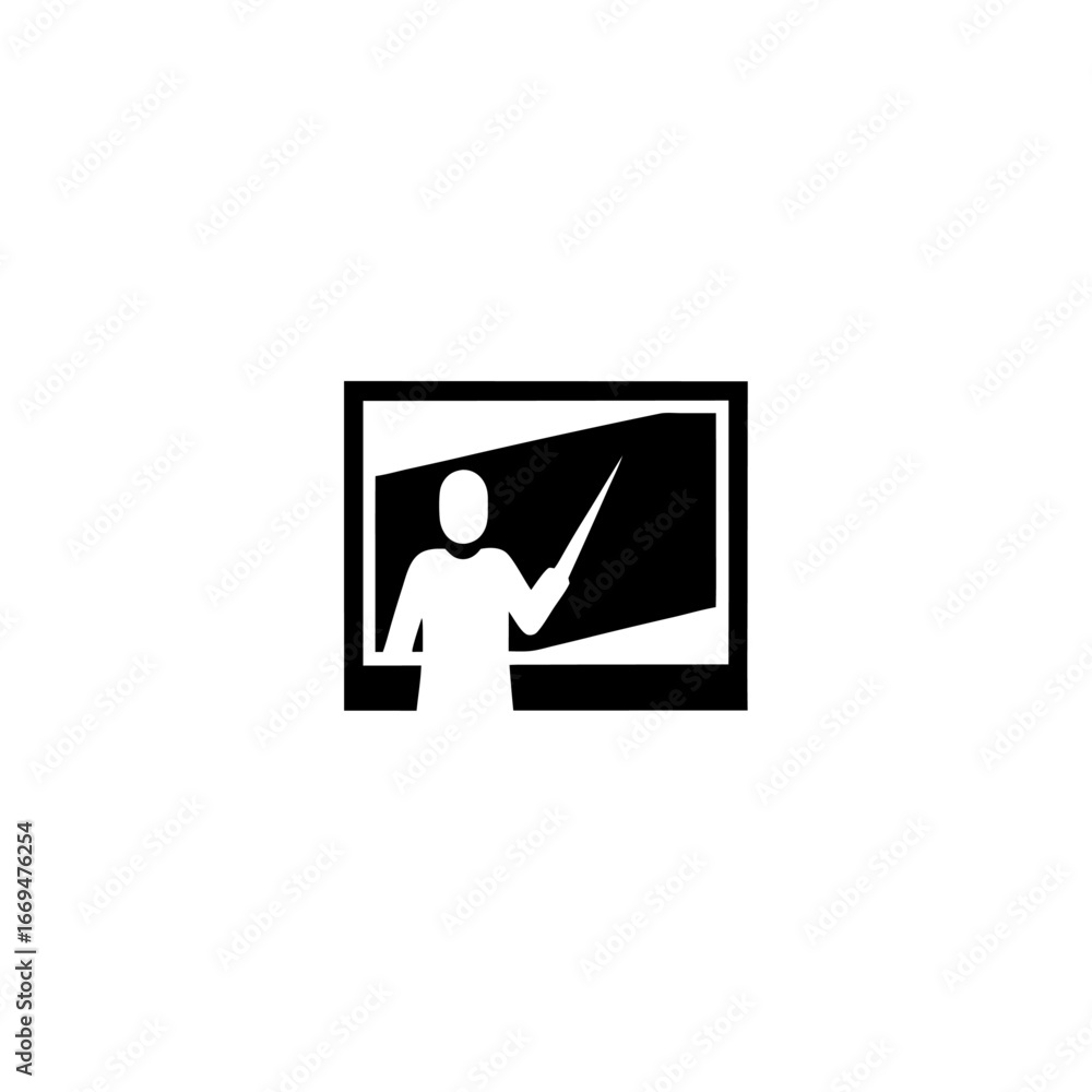 Fototapeta premium Silhouette of Teacher Writing on Chalkboard – Minimal Outline Education, Classroom, Teaching and Learning Vector Illustration