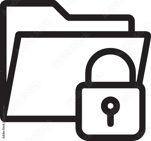 Security file folder line icon, security and protection, locked folder vector icon, vector graphics, editable stroke outline sign, eps 10.