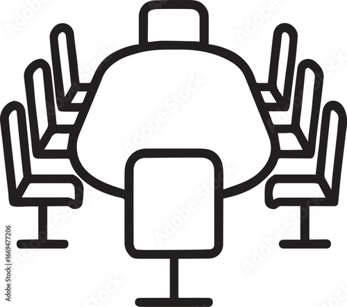 vector Meeting Room With Conference Table And Office Chairs.