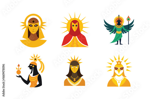 Ra Sun God Noble Falcon Face with Circular Sun