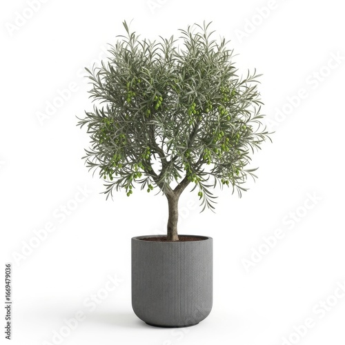 Potted olive tree isolated on transparent background