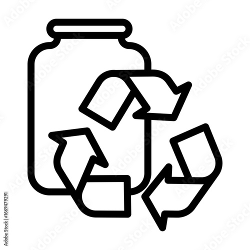 Glass Jar Recycling Vector Line Icon Design