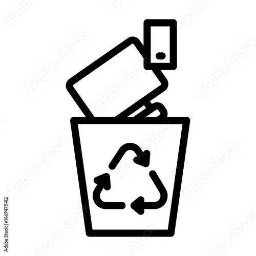 Electronic Waste Vector Line Icon Design
