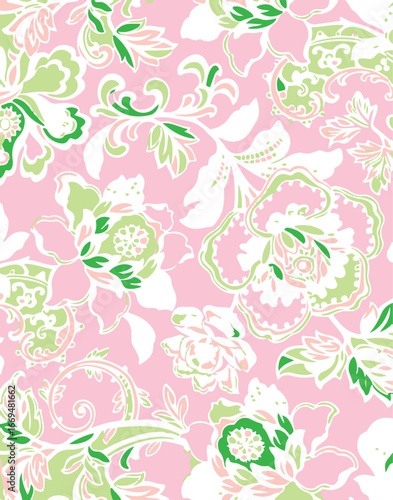 Big flowers pattern, upscale floral pattern. graphical textures floral, trendy colors pattern , flowers background with leaves. vector illustration