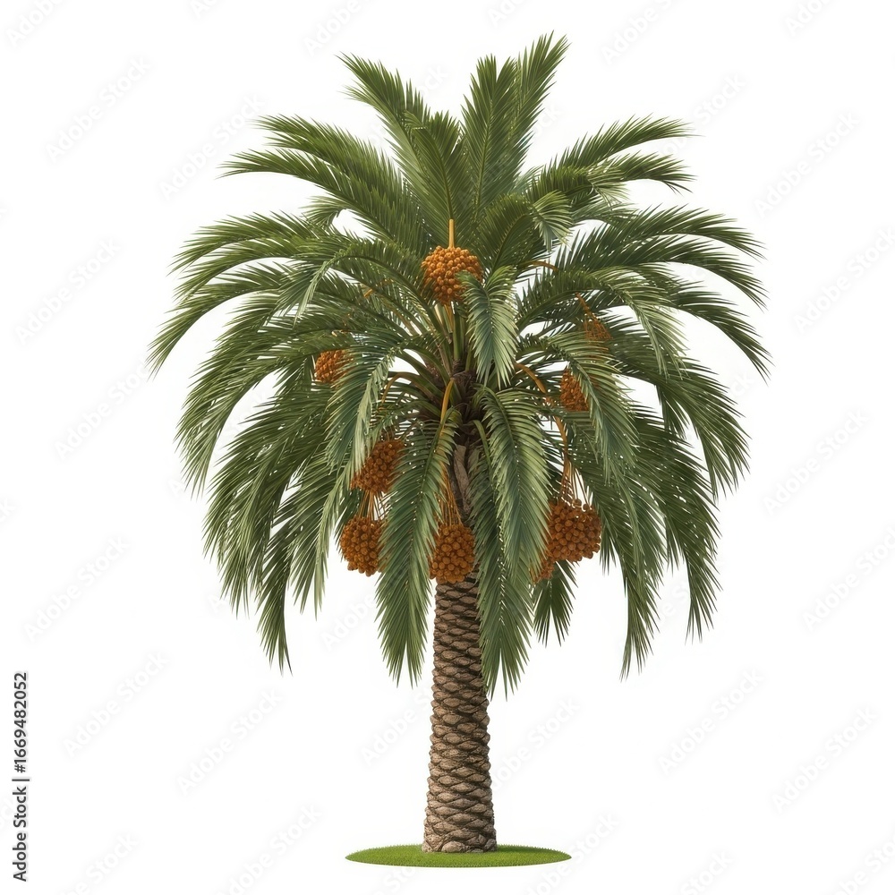 Fototapeta premium A healthy date palm tree with ripe fruit isolated on transparent background