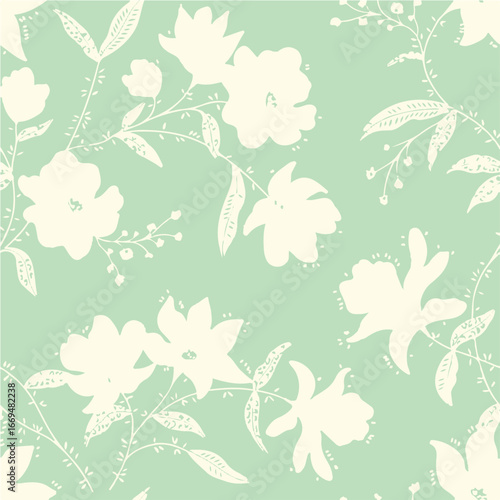 Big flowers pattern, upscale floral pattern. graphical textures floral, trendy colors pattern , flowers background with leaves. vector illustration