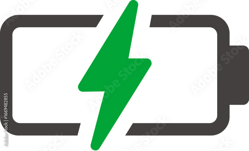 Green Energy Battery Charging Icon:  Modern, Flat Design, Positive Mood, Eco-Friendly Concept.