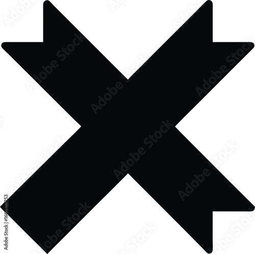 Black X mark, cross symbol, vector icon, graphic element