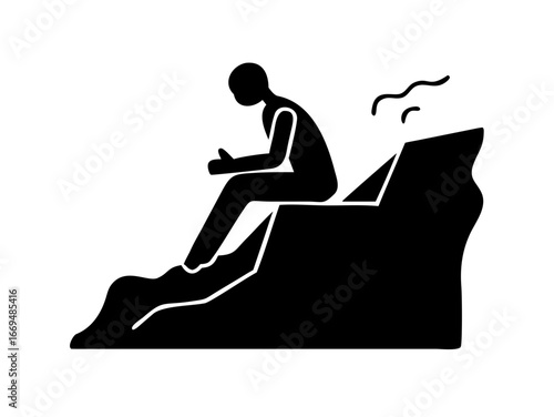 Person sitting on cliff edge silhouette
