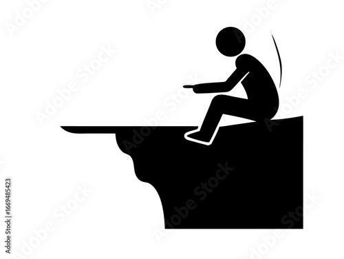 Person sitting on cliff edge silhouette

