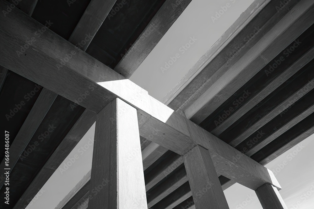 Fototapeta premium Abstract view of highway overpass supports
