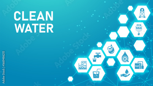 Water treatment vector illustration. water purification and testing, sewage treatment and recycling, sanitation and clean drinking water.