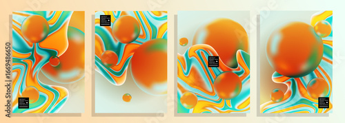 Wallpaper Mural abstract 3d spheres circle orange juice liquify gradient cover poster background design set, for magazine, cover, poster, book, album, catalog, brochure, flyer, etc. Torontodigital.ca