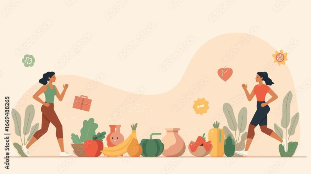 Fototapeta premium Medical and Wellness Infographic VectorFitness and Nutrition Concept Illustration