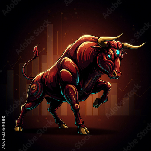 Bull vector artwork designed with clean lines, representing endurance and leadership in a simple, elegant style.