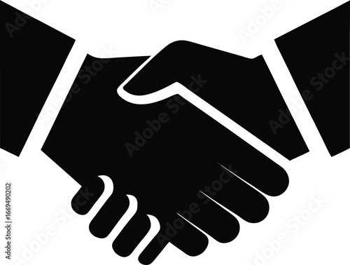 Handshake icon, business agreement symbol, partnership handshake, corporate deal
