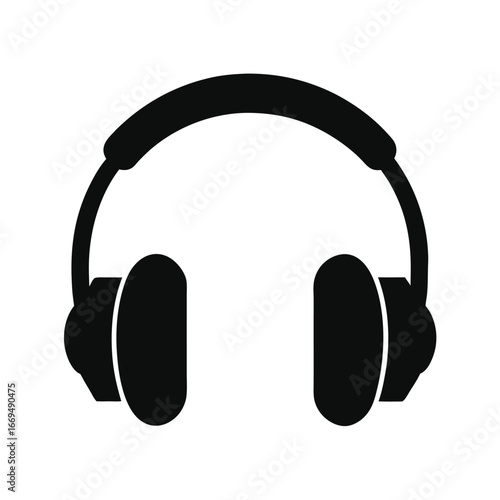 Headphones, black headphones icon, music listening symbol, audio equipment, sound accessory